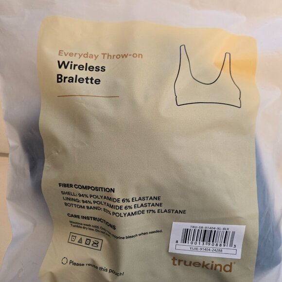 NEW Black Truekind® Everyday Throw-on Wireless Bralette XL - Picture 4 of 4